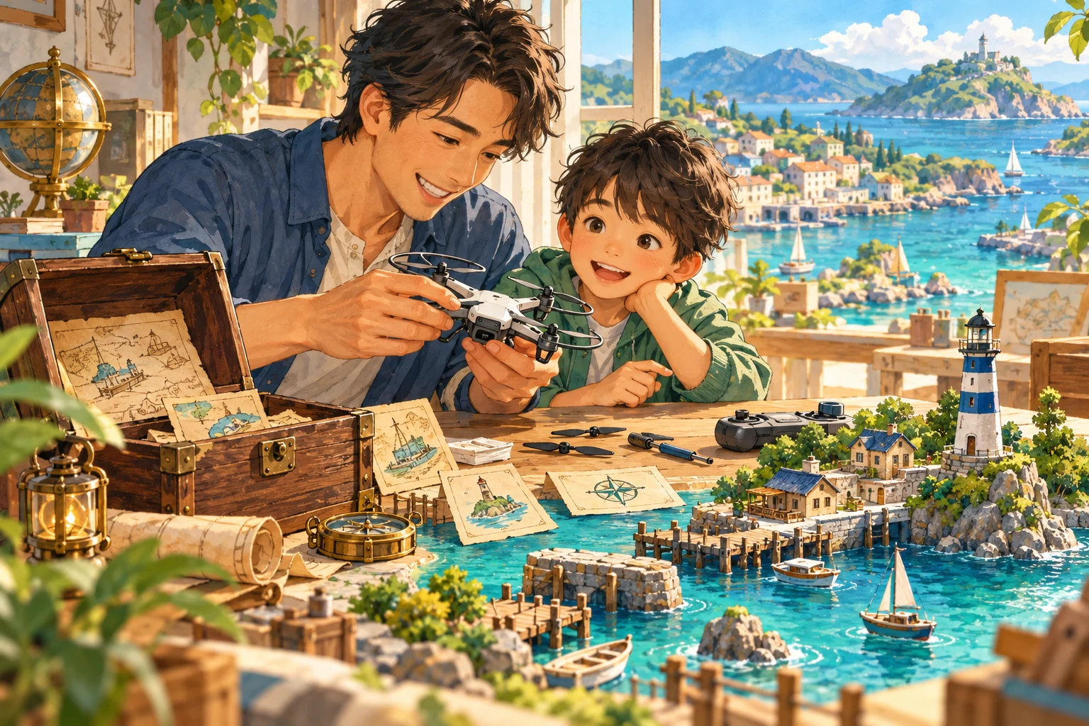 親子ドロクエ「始まりの港」をイメージしたイラスト